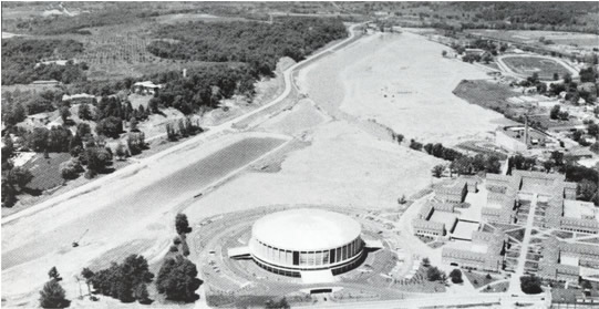 Aerial view of ALPP project and Ohio University Convocation Center